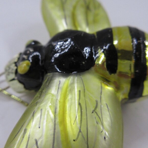 Bumble Bee Glass Christmas Ornament Boston International 3" Black Yellow - Picture 4 of 10